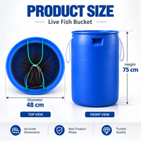 STARFISH Seau de transport robuste pour poissons vivants avec filet anti-saut en HDPE 48x75cm pour l'aquaculture, vente en gros