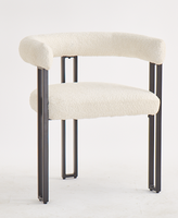 Fauteuil de salle à manger en tissu Boucle KD 3 pieds Beige crème Meilleur fauteuil de salle à manger avec revêtement doux au toucher