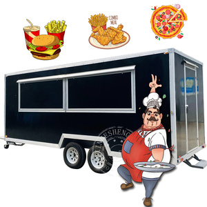Camion de restauration entièrement équipé de 12 pieds, chariot à hot-dogs, remorque personnalisée USA avec équipements de cuisine complets SFT-Black Fo - Product Image 1