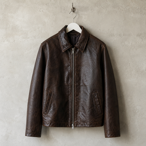 <span class=keywords><strong>Giacca</strong></span> in Pelle d'Agnello Marrone Vintage Personalizzata con Zip Bidirezionale Vestibilità Comoda per Uomo - Product Image 1