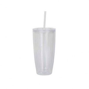 Gobelet en plastique vierge pour sublimation 24oz, double paroi, avec couvercle plat, fond perforé pour DIY, avec bouchon, réutilisable, mug créatif - Product Image 2