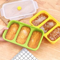 Bac de Congélation en Silicone à 3 Compartiments de Haute Qualité avec Couvercle, Boîte à Lunch Portable Réutilisable pour Cubes de Soupe, Échelle Double Face