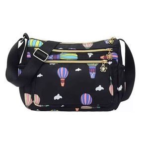 Hot Air Balloon Print Nylon Crossbody Bag Multi-Compartment <b>Adjustable</b> <b>Strap</b> Shoulder Bag Lightweight Waterproof Casual Sling - Product Image 2