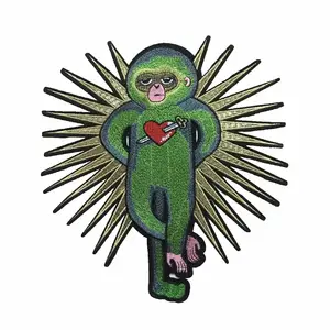 猴子补丁鞋袋DIY服装外套与绿色猿刺绣补丁可以定制