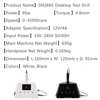 Professionnel Portable 85w 35000 tr/min sans brosse en acier inoxydable électrique manucure Machine forte perceuse à ongles