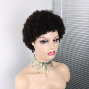6-8 pulgadas Pixie <span class=keywords><strong>Boom</strong></span> Peluca de cabello humano Afro corto rizado cubierta de cabello al por mayor de alta calidad Bob Afro mujeres <span class=keywords><strong>Boom</strong></span> pelucas tocados - Product Image 3
