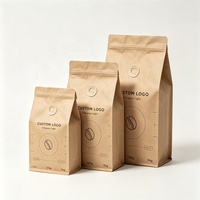 Sacs à café recyclables refermables en papier kraft avec fermeture éclair et fond plat, 250g, 500g, 1kg, pour emballage alimentaire de grains de café, avec valve