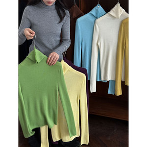 Pull en tricot à col roulé décontracté de style coréen de haute qualité pour femmes, automne-hiver, coupe ajustée - Product Image 2