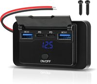 Chargeur de voiture 96W 12V avec double port USB C 30W et QC 3.0 18W, 4 ports, panneau de prise avec interrupteur à bouton pour camping-car, bus, marine, moto