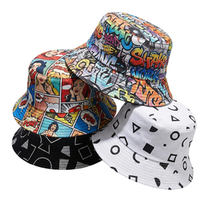 Ujoy Gift Reversible Cotton Bucket <strong>Hat</strong> Double-Sided Design Logo &amp; All Over Printed Logo Bucket <strong>Hat</strong> - Product Image 1