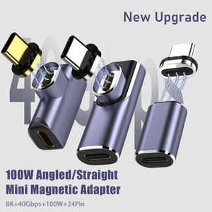 Adaptador magnético USB C de alta calidad 40Gbps Tipo-C PD 100W Adaptador de carga rápida Conector Tipo C Convertidor macho a hembra 8K - Product Image 4