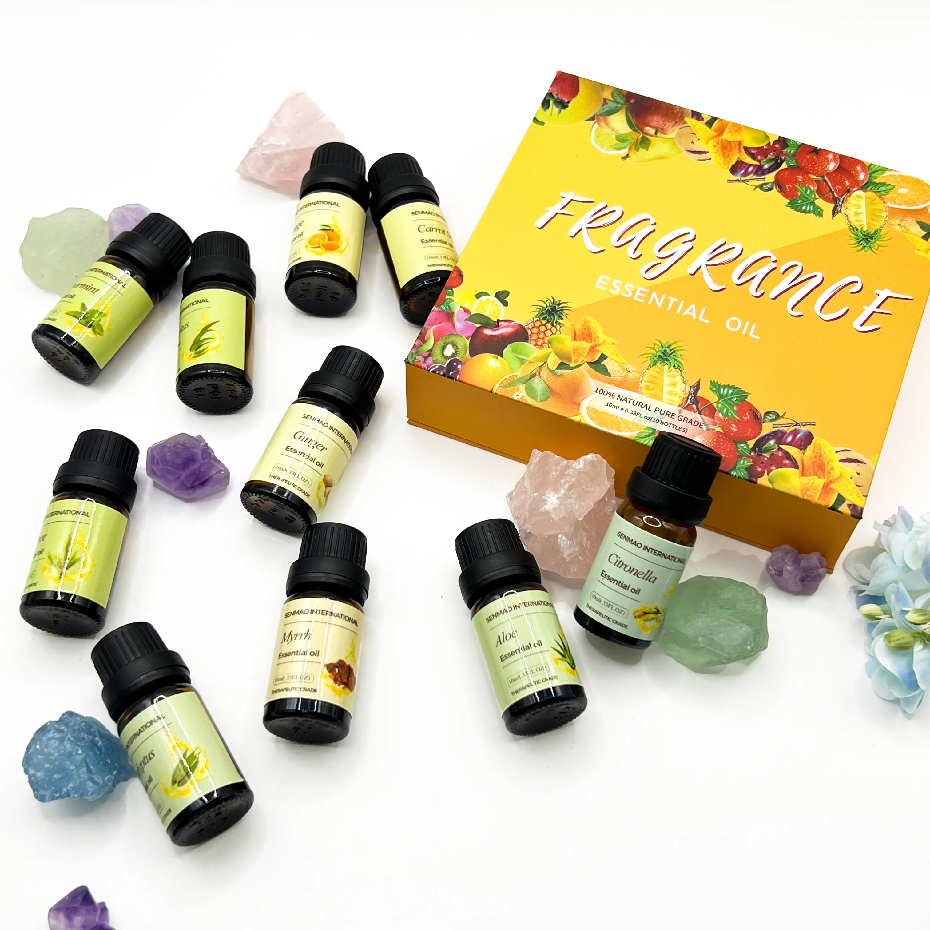 Aromathérapie en vrac roll-on mélange d'huiles essentielles mélange de sommeil ensemble d'été kit d'huiles essentielles de parfum de bergamote