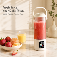 Mixeur Portable Rechargeable USB 7.4V avec Écran Numérique, Tasse à Jus et Broyeur à Glace avec Poignée pour Voyage, Camping et Boissons Quotidiennes aux Fruits