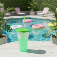 Gobelets jetables écologiques pour boissons froides glacées, 12 pièces de 24 oz, gobelets changeant de couleur avec couvercles et pailles