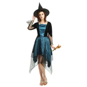 Grosir Kostum Penyihir Baik Film Halloween Wanita, Gaun Kostum Penyihir Warna-warni