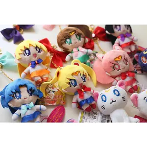9cm Unisex asker Sailor Moon ve Sailor Chinbi anahtarlık PP pamuk dolum ile oldukça peluş kolye oyuncak
