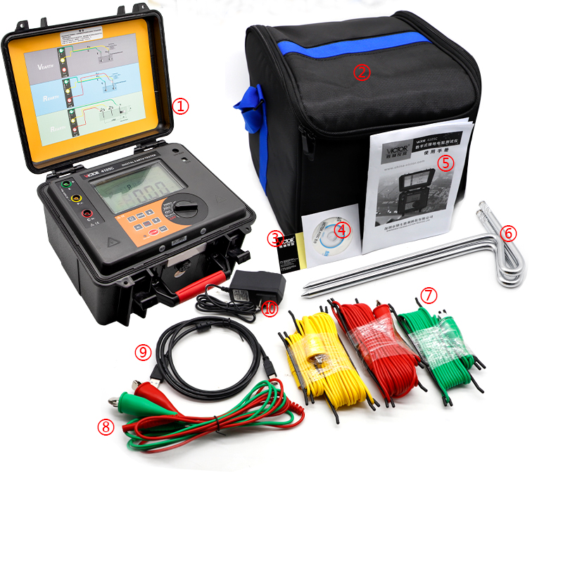 Цифровой прибор для измерения сопротивления заземления VICTOR 4105C, 4-полюсный электронный прибор для измерения сопротивления заземления/напряжения/сопротивления почвы