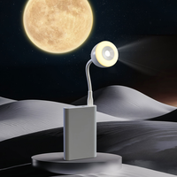 IBN Nuevo Mini Proyector USB ABS, Lámpara Inteligente con Control por Voz, Lámpara de Ambiente Plegable para Dormitorio, Lámpara Luna, Luz Nocturna