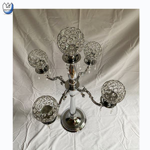 YOUYIZUO Luxury Gold Clear Beads 5 brs argento portacandele antiche candelabri moderni <span class=keywords><strong>lampadario</strong></span> in cristallo di metallo - Product Image 5