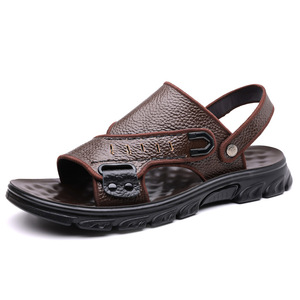 Sandales en cuir de vache pour hommes, à semelle épaisse, à brides croisées, chaussures de plage à enfiler, confortables, tailles jeunes 39 40 41 42 43 44 - Product Image 5