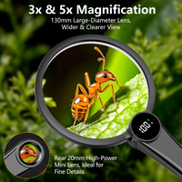 WUFAN OEM Factory Price Illuminated Handle PMMA 3X-5X-8X Magnifying Glass for Reading Handheld Outdoor Science Observation