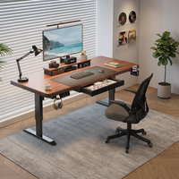 Bureau électrique réglable en hauteur à moteur unique 1400*700mm avec plateau de 25mm, bureau d'ordinateur à domicile, bureau d'étude et de travail avec tiroir