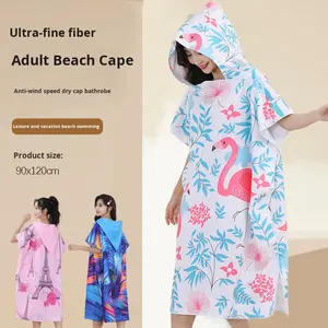 ผ้าเช็ดตัวชายหาดไมโครไฟเบอร์ แห้งเร็ว นุ่ม ซึมซับได้ดี พิมพ์ลายฟลามิงโก้ลายดอกไม้ สำหรับฤดูร้อน ว่ายน้ำ ชายทะเล ผ้าคลุมอาบน้ำ - Product Image 2