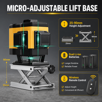 Niveau laser vert 3D à 12 lignes, 360 degrés, auto-nivelant, outil d'alignement avec base de levage pour la pose de carreaux muraux et de sols