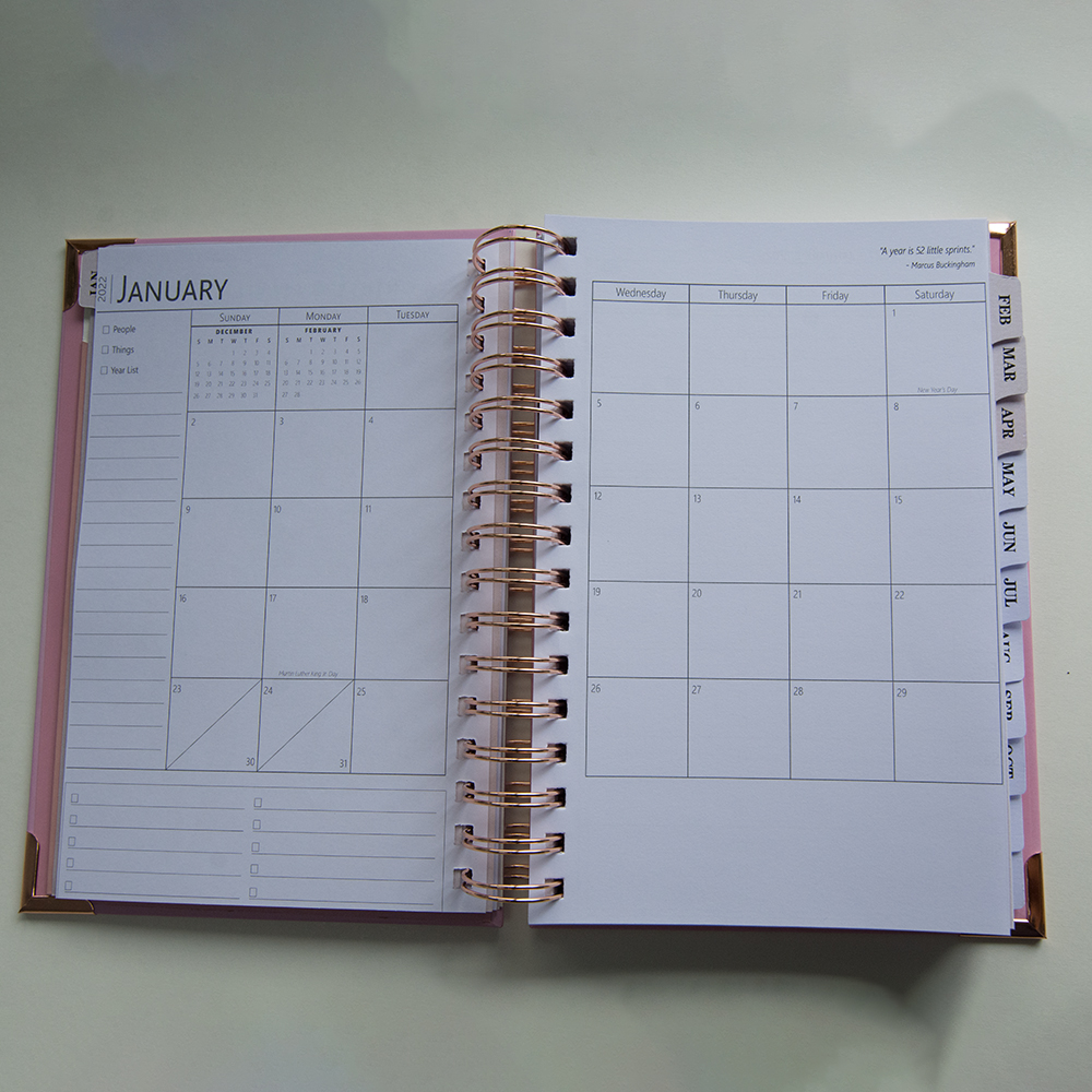 Тетрадь с принтом на заказ, с розовой обложкой и свободными листьями, еженедельный и годовой дневник, блокнот для академических девушек, планер, журнал для вдохновения 2022