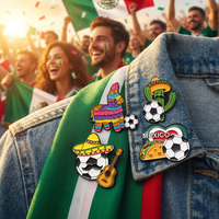 Broches en émail métallique personnalisées sur le thème de l'Amérique, du Canada et du Mexique, pour vêtements, football, sports, vente en gros, badges de revers mignons de dessins animés pour chapeaux