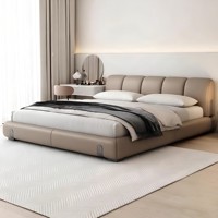 Lit plateforme moderne de luxe rembourré, cadre en bois massif, cuir de qualité supérieure, confort élégant, lit king size pour chambre principale