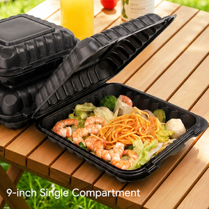 One Compartment Black Bento Takeaway <b>Microwave</b> Safe Disposable Plastic PP Snack Lunch Box Customizable Logo Blister Process Food - Product Image 4
