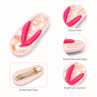 Nouveauté : Épingles à cheveux en acétate de cellulose en forme de tongs, personnalisables avec logo, pour l'été et les vacances à la plage, accessoires capillaires pour femmes.