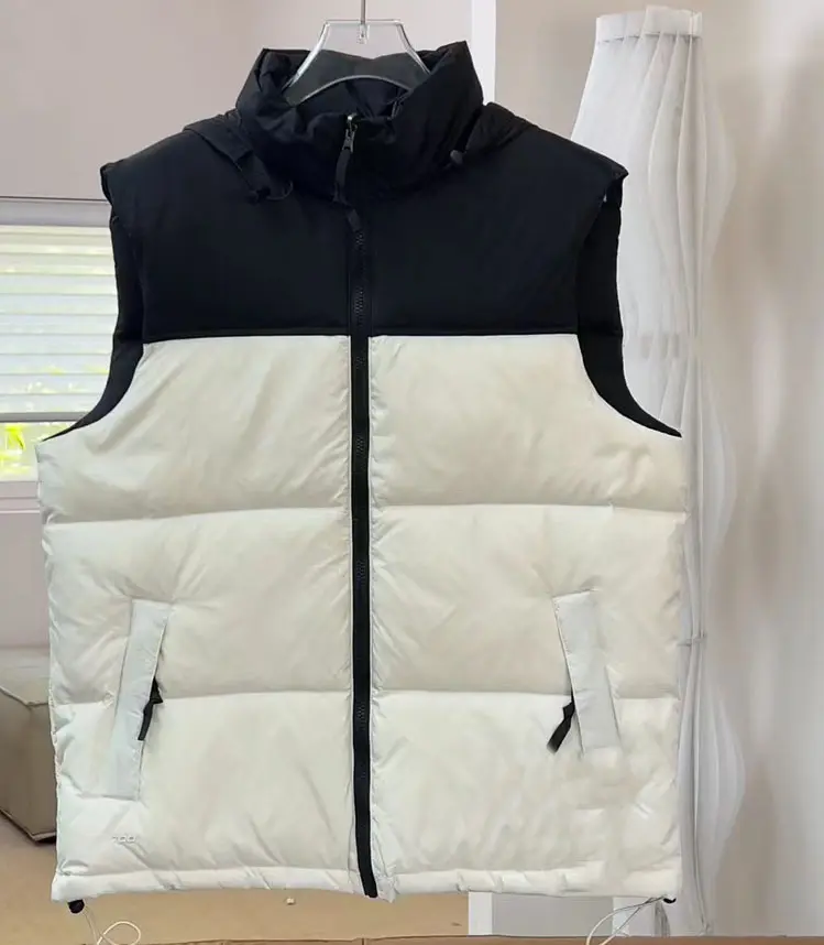Customize Men Winter Warm Sleeveless Jackets Wholesale Casual Style Black White North Down Vest