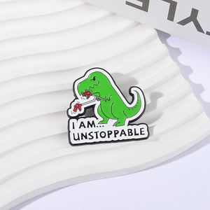 Sming Pins I Am Unstopable Dinosaurier T-rex Tyrannosaurus Esmalte Pin Cool Cute Animal Broche Solapa Insignia Joyería divertida - Product Image 5