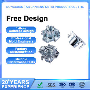 Écrous à quatre griffes pré-encapsulés galvanisés M3 M4 M6 M8 M10 en acier inoxydable 304 pour meubles, écrous en T pour panneaux de bois avec griffes - Product Image 1
