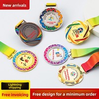 Médailles personnalisées en métal et cuivre électroplaqué pour les jours sportifs scolaires, basket-ball, marathon, or, argent, bronze, impression couleur