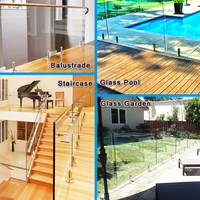 Support en acier inoxydable 304 pour poteau de fixation de verre d'escalier, poteau de fixation pour garde-corps de piscine en verre, poteau de fixation pour clôture de piscine en verre sans cadre