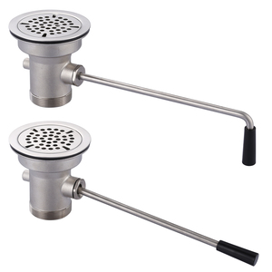 Escurridor de fregadero de mano <span class=keywords><strong>con</strong></span> palanca giratoria sin salida de desbordamiento Válvula de drenaje de residuos de apertura de fregadero de cocina de latón para cocina comercial - Product Image 1