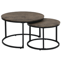 Tables basses pour la maison, ensemble antique de 2 tables basses à miroir, tables rondes de salon