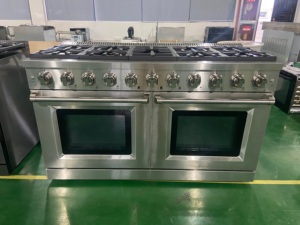 60" Freestanding Range Oven With Grill, <b>9</b> Burners, Cast <b>Iron</b> Grates With Seamless Welded Interior in Stainless Steel "Electric R - Product Image 2