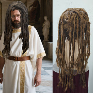 Dreadlocks Afro Kinky Curly Locs Perruque Longue Homme Synthétique Noir Tressage Partie Moyenne Transparent 250% Densité Sans Colle Naturel - Product Image 2