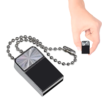 Mini clé USB en métal avec chaîne à perles, porte-clés, clé USB 2.0, logo personnalisé gravé au laser, clé USB portable