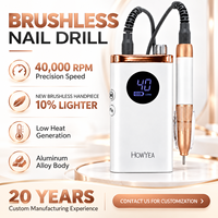 HOWYEA perceuse à ongles professionnelle en acier sans brosse polissage des ongles manucure outil Salon maison Rechargeable 40000 tr/min perceuse à ongles Machine