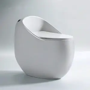 Kloset Berbentuk Telur, Desain Modern S Perangkap Sifon Jet Penyiram Satu Buah Keramik Mangkuk WC Toilet