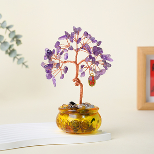 Wholesale Handmade Natural Crystal Craft Crystal Money <b>Tree</b> Lucky <b>Tree</b> Crystal Decoration for Fengshui - Product Image 4