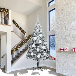 Green Artificial Pre-Lit Christmas <b>Tree</b> 6 Ft <b>with</b> Baubles Warm White Led Plug-In <b>Lights</b> Indoor Standing <b>Tree</b> Easy Installation - Product Image 1