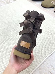 Bottes de neige mi-mollet pour <span class=keywords><strong>femme</strong></span>, doublure polaire chaude, avec double nœud coloré, antidérapantes, tendance – Cadeau de Noël très prisé - Product Image 4