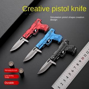 मिनी पोर्टेबल स्टेनलेस स्टील बंदूक के आकार के फिक्स्ड ब्लेड चाकू बाहर तह चाकू डिय ओम विकल्प बॉक्स को अनपैकिंग एक्सप्रेस बॉक्स को अनपैकिंग - Product Image 5