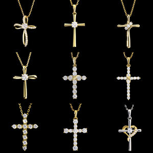 Splendido Ciondolo a Croce Cristiana con Diamante Moissanite in Argento Sterling S925, Collana Religiosa Idea Regalo per Uomo e Donna - Product Image 1